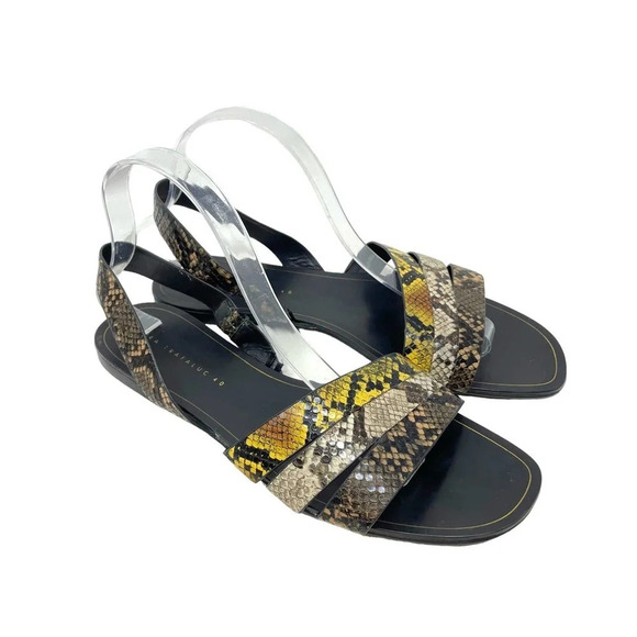 Zara Animal Print Flat Sandals w/ Multicolored Straps Size 40 / US 9.5 - Picture 1 of 8